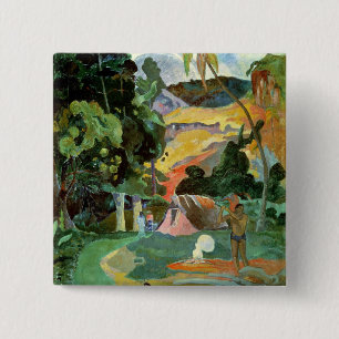 Matamoe or, Landscape with Peacocks, 1892 2 Inch Square Button