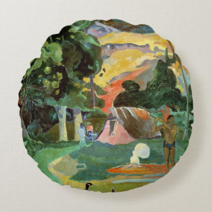 Matamoe or, Landscape with Peacocks, 1892 Round Pillow