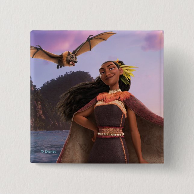 Matangi and Peka 2 Inch Square Button (Front)