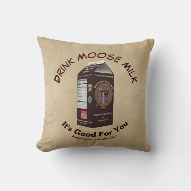 Matanuska Moose Milk Throw Pillow (Front)