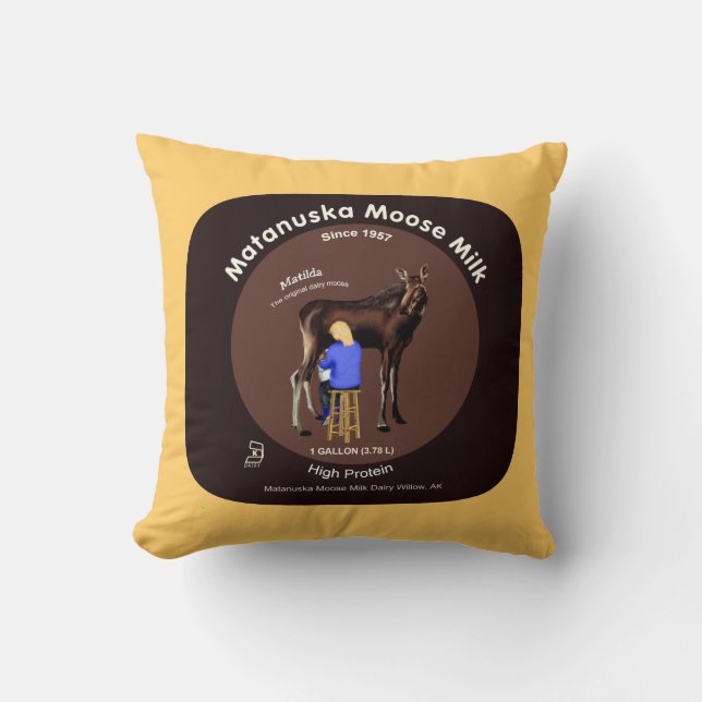 Matanuska Moose Milk Throw Pillow (Front)