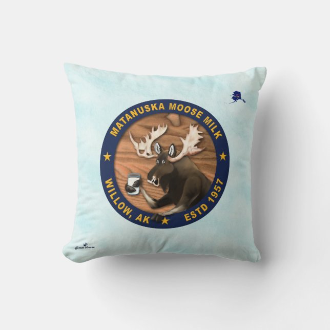 Matanuska Moose Milk Throw Pillow (Front)