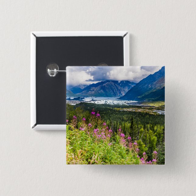 Matanuska Valley, Southcentral Alaska 2 Inch Square Button (Front & Back)