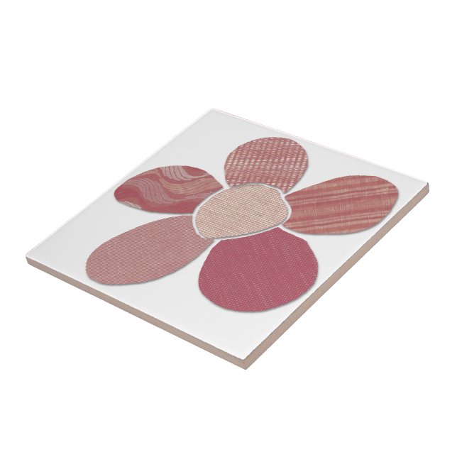 Match Any Colour Faux Fabric Collage Flower Tile (Side)