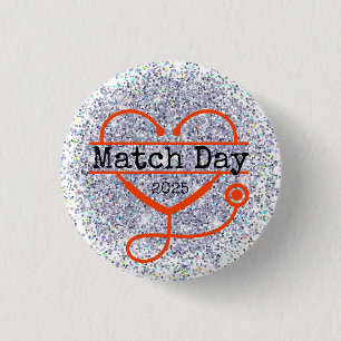 Match Day 2025 Glitter Stethoscope 1 Inch Round Button