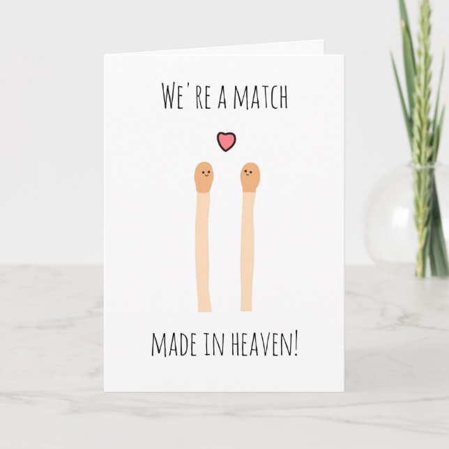 Match fait au paradis mignonne carte de jeu de la  (Devant)
