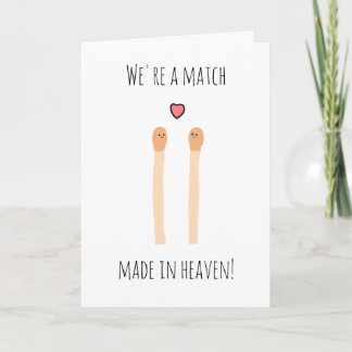 Match fait au paradis mignonne carte de jeu de la 