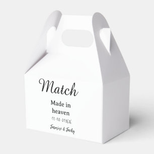 Match made in heaven add name date simple calligra favor box