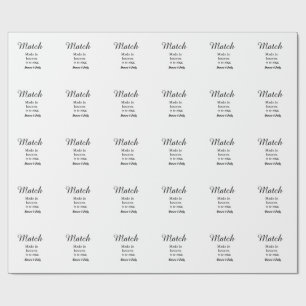 Match made in heaven add name date simple calligra wrapping paper