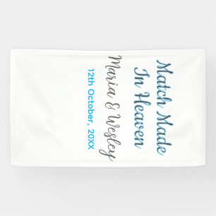 Match made in heaven blue black couple name date banner