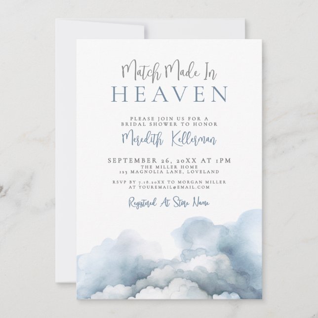 Match Made In Heaven Bridal Shower Invitation (Front)