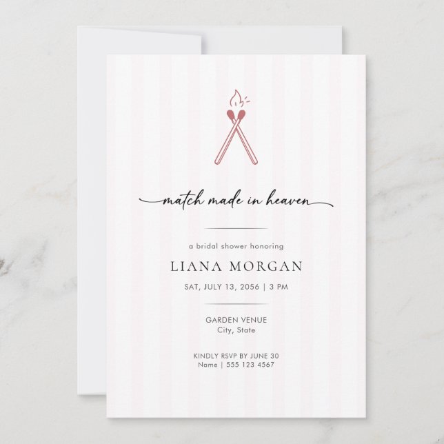 Match Made in Heaven Elegant Bridal Shower Invitation (Front)