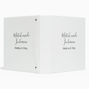 Match made in heaven name couple wedding simple binder