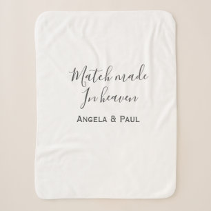 Match made in heaven name couple wedding simple  sherpa blanket