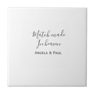 Match made in heaven name couple wedding simple tile