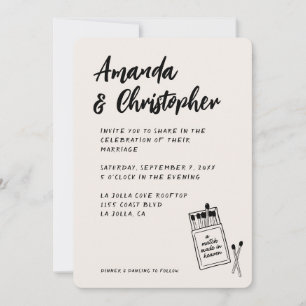 Match Made in Heaven Retro Elegant Black Wedding Invitation