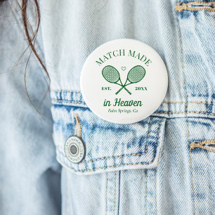 Match Made In Heaven Tennis Club Bachelorette 2 Inch Round Button