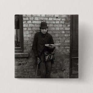 Match-Seller. c.1900 2 Inch Square Button