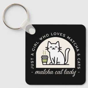 Matcha and cat lovers funny quotes aesthetic keychain
