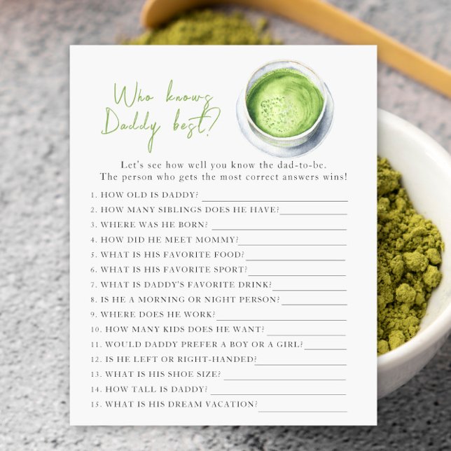 Matcha baby shower - Game Who knows daddy best (Creator Uploaded)