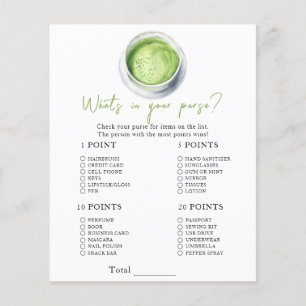 Matcha baby shower - What's in your purse game