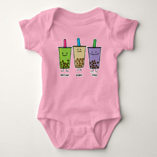 Matcha boba tea green drink milk Taro tapioca Baby Bodysuit