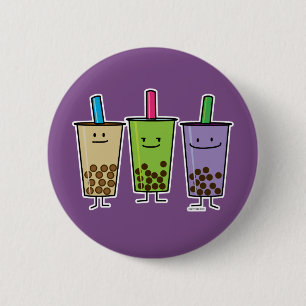 Matcha boba tea green drink milk Taro tapioca Japa 2 Inch Round Button