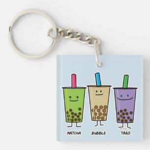 Matcha boba tea green drink milk Taro tapioca Japa Keychain