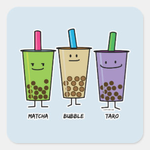 Matcha boba tea green drink milk Taro tapioca Japa Square Sticker