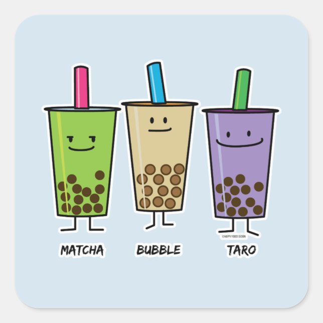Matcha boba tea green drink milk Taro tapioca Japa Square Sticker (Front)