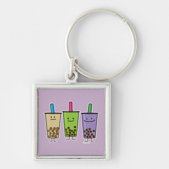 Matcha boba tea green drink milk Taro tapioca Keychain (Front)