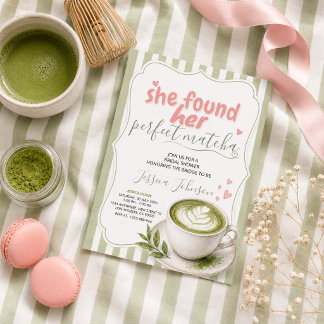 Matcha Bridal Shower Invitation Green Tea