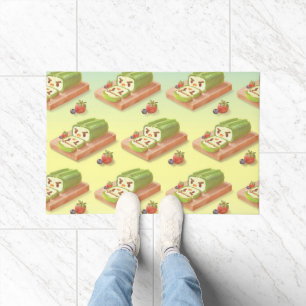 Matcha Cake Roll Illustration Doormat