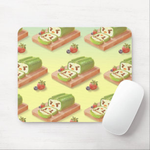 Matcha Cake Roll Illustration Mouse Pad