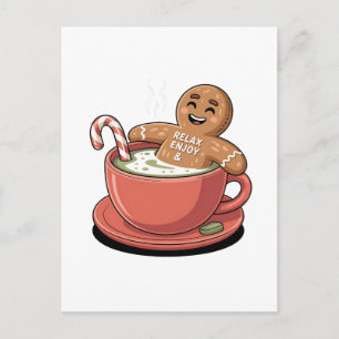 Matcha Christmas Gingerbread Latte Green Drink Invitation Postcard