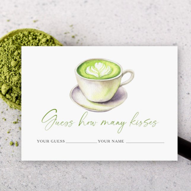 Matcha cup How many kisses bridal game Enclosure Card (Creator Uploaded)
