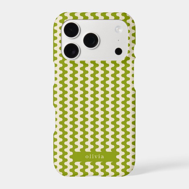 Matcha Green Bold Wavy Pattern With Name (Back)