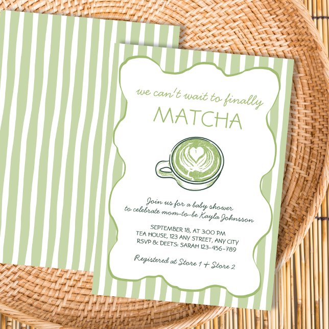 Matcha Green Tea Hand Drawn Baby Shower Invitation (Matcha Green Tea Hand Drawn Baby Shower Invitation)
