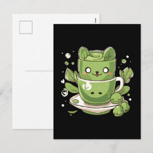 matcha green tea holiday postcard