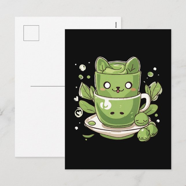 matcha green tea holiday postcard (Front/Back)