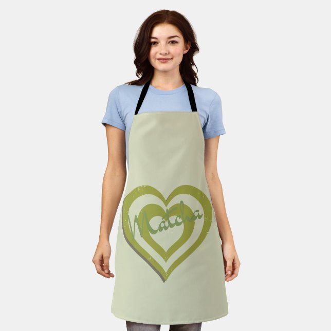 Matcha Green Tea , retro y2k heart  Apron (Worn)