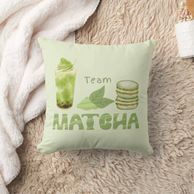 Matcha Green Tea, Team Matcha Throw Pillow (Blanket)