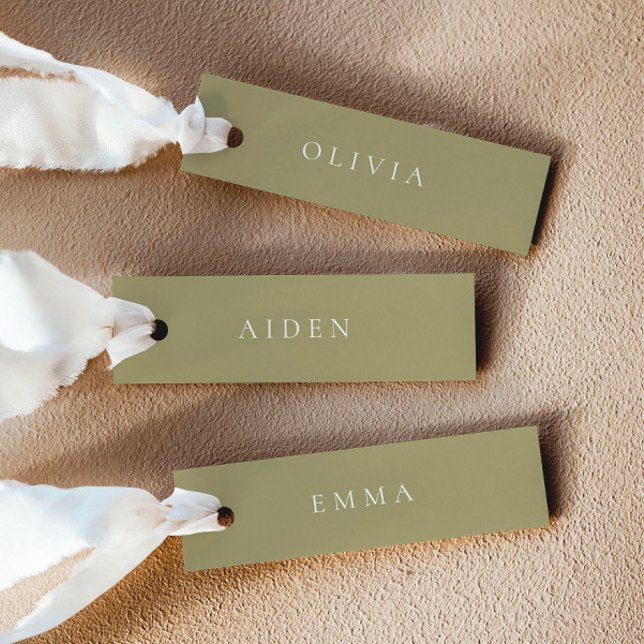 Matcha Green Wedding Name Place Cards (Delivered untrimmed)