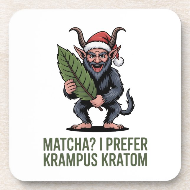 Matcha? I Prefer Krampus Kratom Funny Christmas  Coaster (Front)