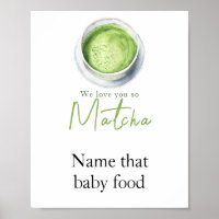 Matcha Latte Baby shower - Name that baby food