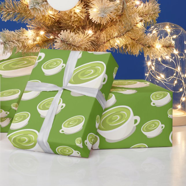 Matcha Latte cute Pattern in love Wrapping Paper (Holidays)