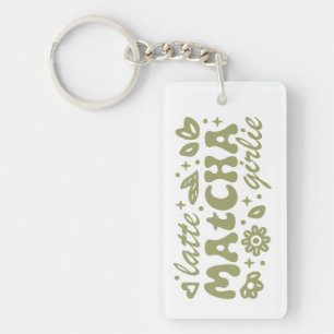 Matcha latte girl preppy girly green aesthetic keychain