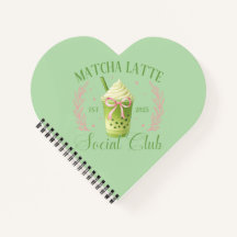 Matcha Latte Social Club Heart Spiral Notebook