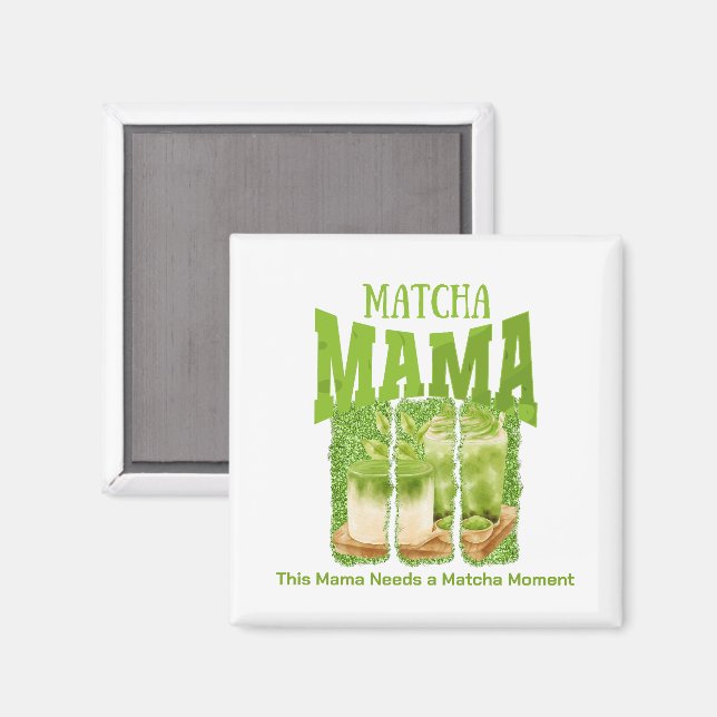 MATCHA MAMA Green Glitter Brush Stroke Magnet (Front/Back)