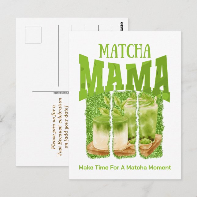 MATCHA MAMA Green Tea Glitter Mom Gift Cafecore Postcard (Front/Back)